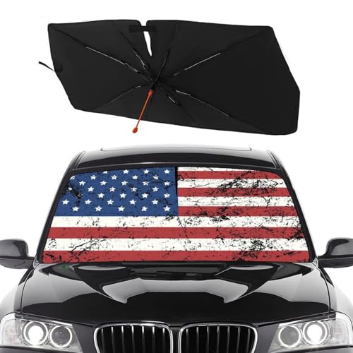 American Flag Car Windshield Sun Shade Umbrella Patriot Sunshade (57X31 Inch / Color-USA2)