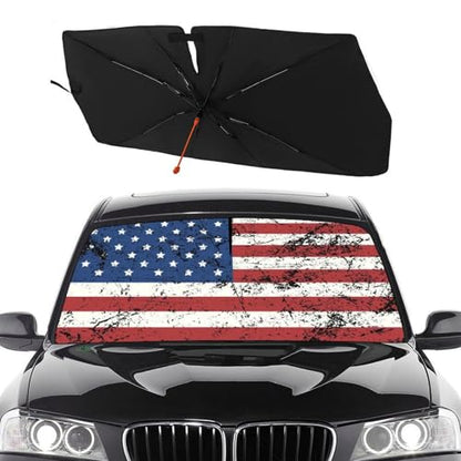 American Flag Car Windshield Sun Shade Umbrella Patriot Sunshade (57X31 Inch / Color-USA2)