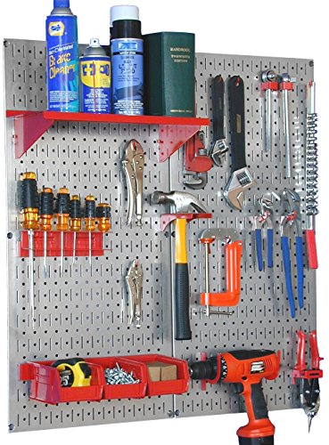 30-WGL-200GVR Galvanized Steel Pegboard Tool Organizer,Galv/Red (Galv/Red)