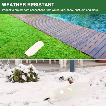Outdoor Extension Cord Safety Cover (White / Medium Box: 9.5" L x 3" W x 2.9" H)