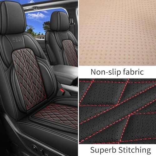 Car Seat Cover Custom Fit for Dodge Ram 1500 2500 3500 2002 (Black RedLine / Full Set (Curved Rear))