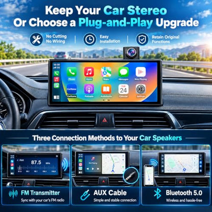 10.25″ CarPlay Screen with Dashcam and Apps