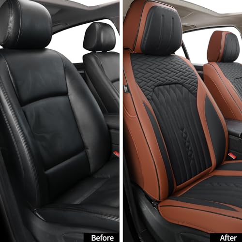 Car Seat Covers Full Set (Brown-Black / Front Pair)