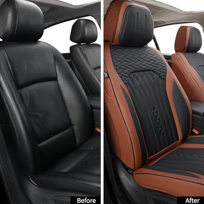 Car Seat Covers Full Set (Brown-Black / Front Pair)