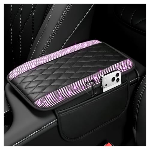 Upgraded Car Center Console Cover with Rhinestones (Upgraded Diamond - Bling Pink)