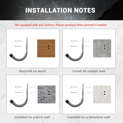 Garage Hooks 4 Inch Heavy Duty Steel J Hooks for Wall (12 Pack / Gray)