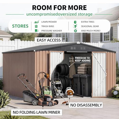 8' x 10' Large Waterproof Metal Outdoor Storage Shed (Gray / 8x10)
