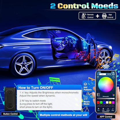 RGB Acrylic Interior Car LED Strip Light with Wireless APP (RGB Color 6 in 1)