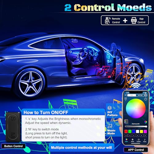 RGB Acrylic Interior Car LED Strip Light with Wireless APP (RGB Color 10 in 1)