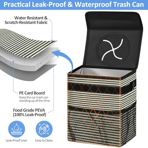 Leak Proof Car Trash Can with Lid Large Stripe (Stripe / 3 Gallons)