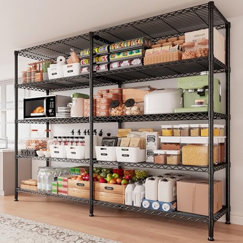 5 Tier Heavy Duty Metal Shelving (Black-15.8" Dx61.7" Wx72.4" H-5 Tier)