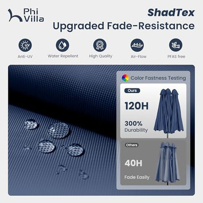 15ft Large Outdoor Patio Umbrella with Base Included (Navy Blue)