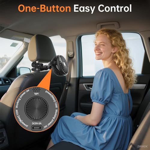 Rechargeable Car Fan for Backseat Kids Baby (Battery Powered)