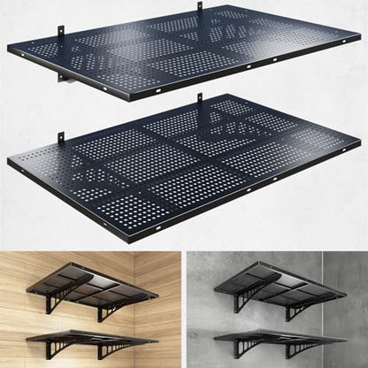 2 Pack 2x3ft Heavy Duty Garage Wall Shelving (Black / 2x3ft-2pack)