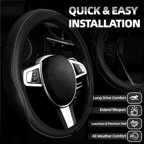 6 PCS Car Steering Wheel Cover Set (Steering Wheel Cover Set / Black)