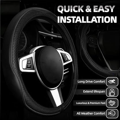 6 PCS Car Steering Wheel Cover Set (Steering Wheel Cover Set / Black)