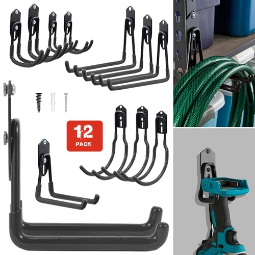 Garage Hooks Organizer Kit (12 pcs-Black)
