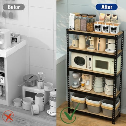 Shelving with MDF Board (Black / 27.4"W x 11.7"D x 60"H)