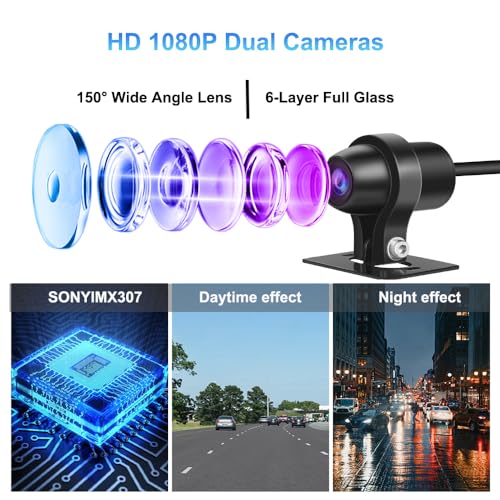 Wireless Carplay Motorcycle Dash Camera with 5" Touchscreen (CS5 Pro)