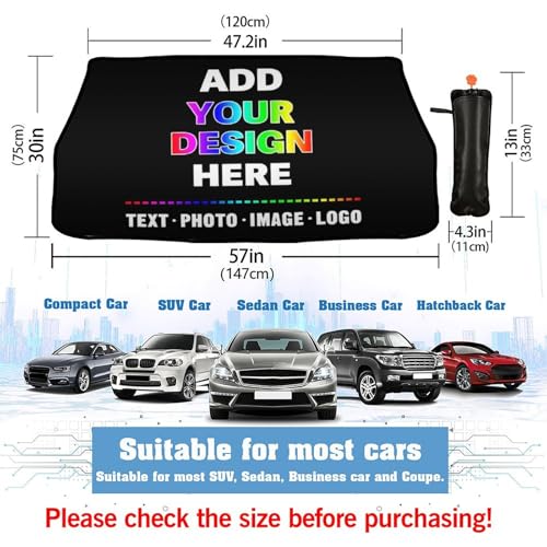 Custom Car Windshield Sun Shade Umbrella Personalized Car Shade Umbrella with Photo Text Design Foldable Sunshade (custom-3)