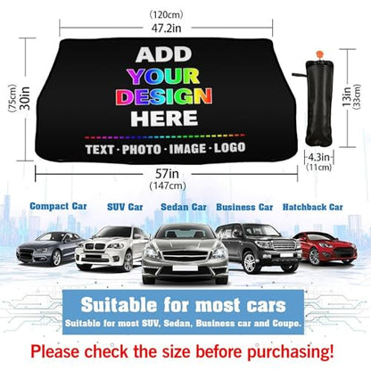 Custom Car Windshield Sun Shade Umbrella Personalized Car Shade Umbrella with Photo Text Design Foldable Sunshade (custom-3)