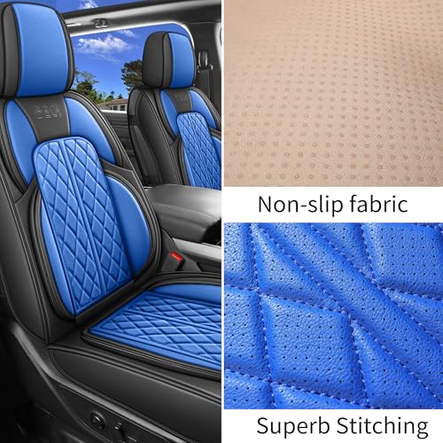Car Seat Cover Custom Fit for Dodge Ram 1500 2500 3500 2009 (Black & Blue / Full Set (Flat Rear))