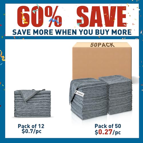 Gray Microfiber Cleaning Cloths Bulk Pack (Grey / 50 Pack)