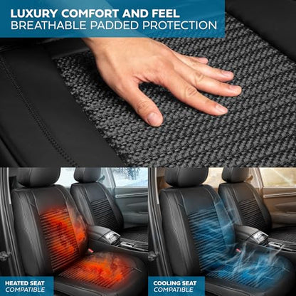 Curated Wicker Leather Seat Covers for Cars & SUVs (Black (Wicker) / Front Seats)