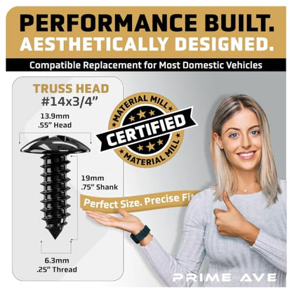 Black Oxide Stainless Steel License Plate Screws for License Plates (C (Black Oxide))