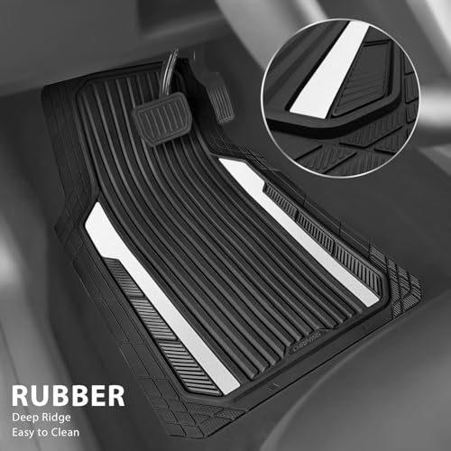 Heavy Duty Rubber Car Mats Metallic (Black White)