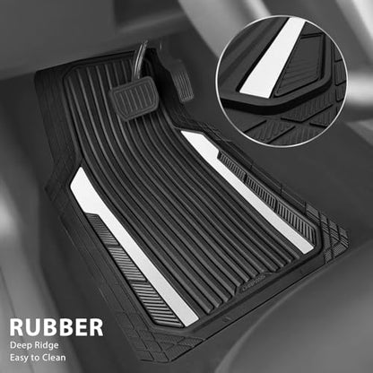 Heavy Duty Rubber Car Mats Metallic (Black White)