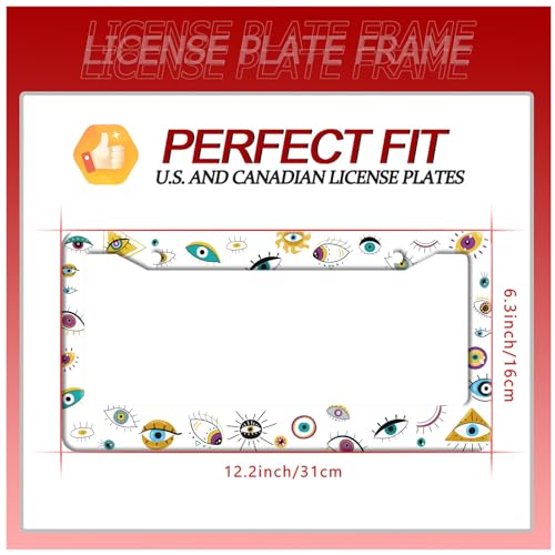 Colorful Evil Eye Stainless Steel License Plate Frame for US Cars Decor (Evil eyes)