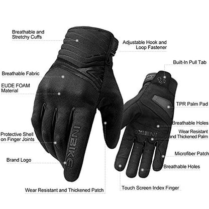 Motorcycle Gloves Breathable Mesh Touchscreen Hard Knuckles (Black / XX-Large)