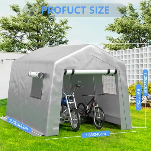 8x10 ft Carport Heavy Duty Tent with Roll (Gray / 8x10ft)