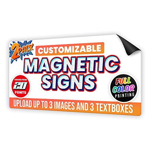 2-Pack,12"x24" Custom Magnet Signs in Full Color for Business and Advertising, 30 mil Customized Vinyl Car Magnets, Personalized Magnetic Sheets for Company Storefront & Vehicles (Rounded Corners) (Rounded Corners)