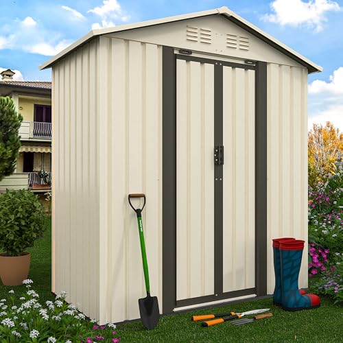 5x3 FT Outdoor Storage Shed (5x3 FT / Cream White)