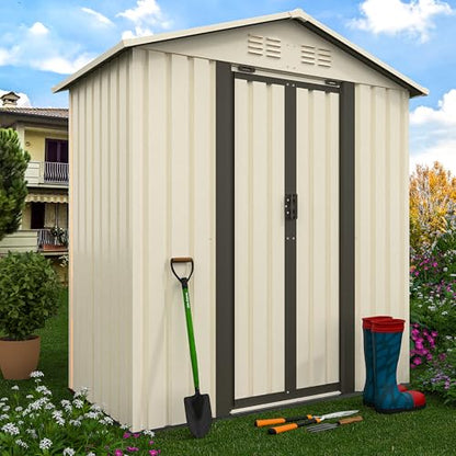 5x3 FT Outdoor Storage Shed (5x3 FT / Cream White)