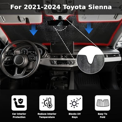 Car Windshield Sun Shade for Toyota Sienna 2021 (for Toyota Sienna 2021-2026)