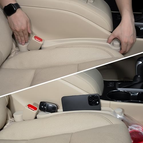 Car Seat Gap Filler Organizer 2Pack Soft Foam 3IN1 Multifunctional (Ivory / Most Cars – Standard)