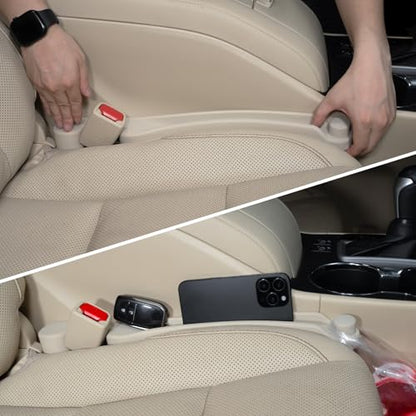 Car Seat Gap Filler Organizer 2Pack Soft Foam 3IN1 Multifunctional (Ivory / Most Cars – Standard)