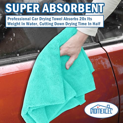 Professional Large Microfiber Car Drying Towels 2 Pack (Green / 31 x 24 Inch)