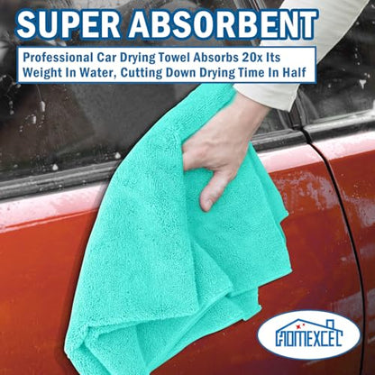 Professional Large Microfiber Car Drying Towels 2 Pack (Green / 31 x 24 Inch)
