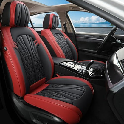 Leather Car Seat Covers (Red 1/Full Set)