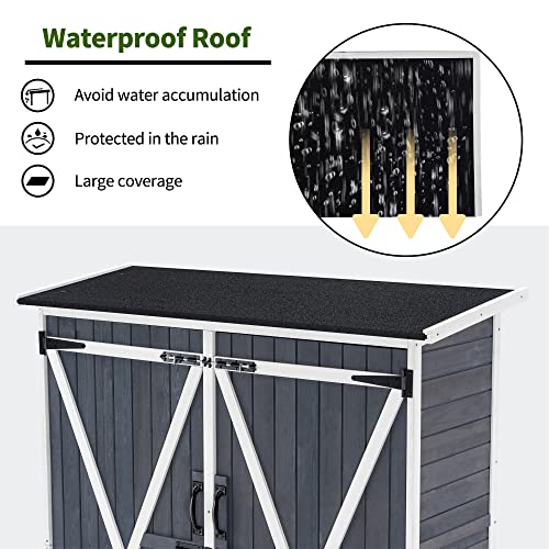 Outdoor Storage Cabinet with Shelves (Gray)