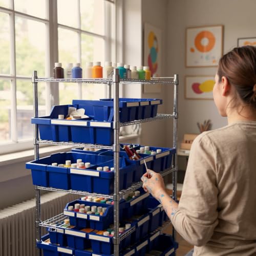 Heavy Duty Steel Wire Shelving Storage Unit (Blue)