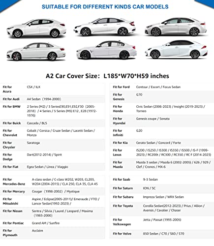 Waterproof Car Cover All Weather (A2-Fit sedan length ( 178" to 185") / silver)