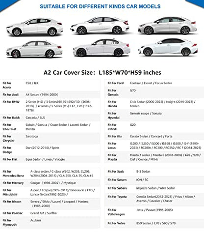 Waterproof Car Cover All Weather (A2-Fit sedan length ( 178" to 185") / silver)