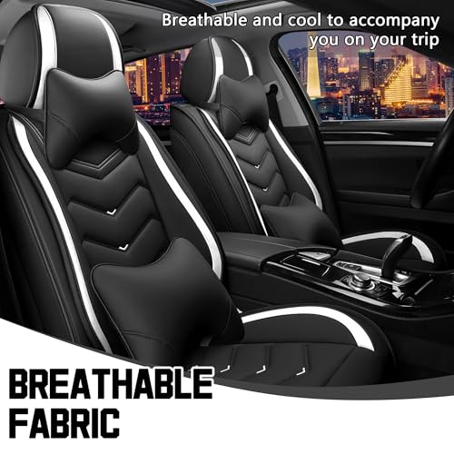 Car Seat Covers for Chrysler Pacifica 2004 (2 Pcs Front with Pillow / Black White)