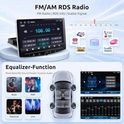 10.1" Single Din Car Stereo with Wireless CarPlay and Android Auto (10.1")