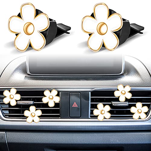 6 Pcs Daisy Vent Clips for Car (White / 1 Count (Pack of 6))